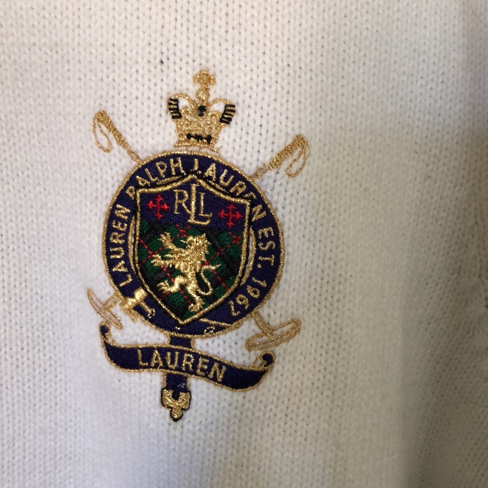 Ralph Lauren, long sleeved, white, half zip sweater,size extra large - Picture 3 of 8